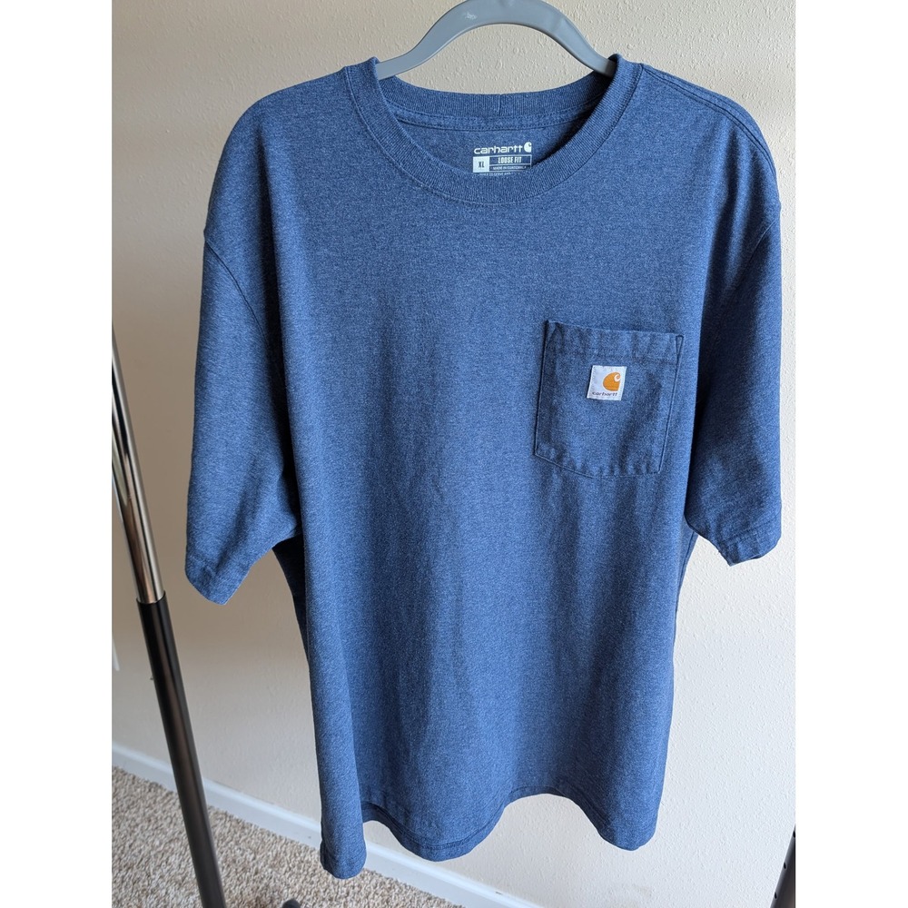 Carhartt Mens XL Loose Fit Pocket T-Shirt Heathered Blue Short Sleeve K87 Tee